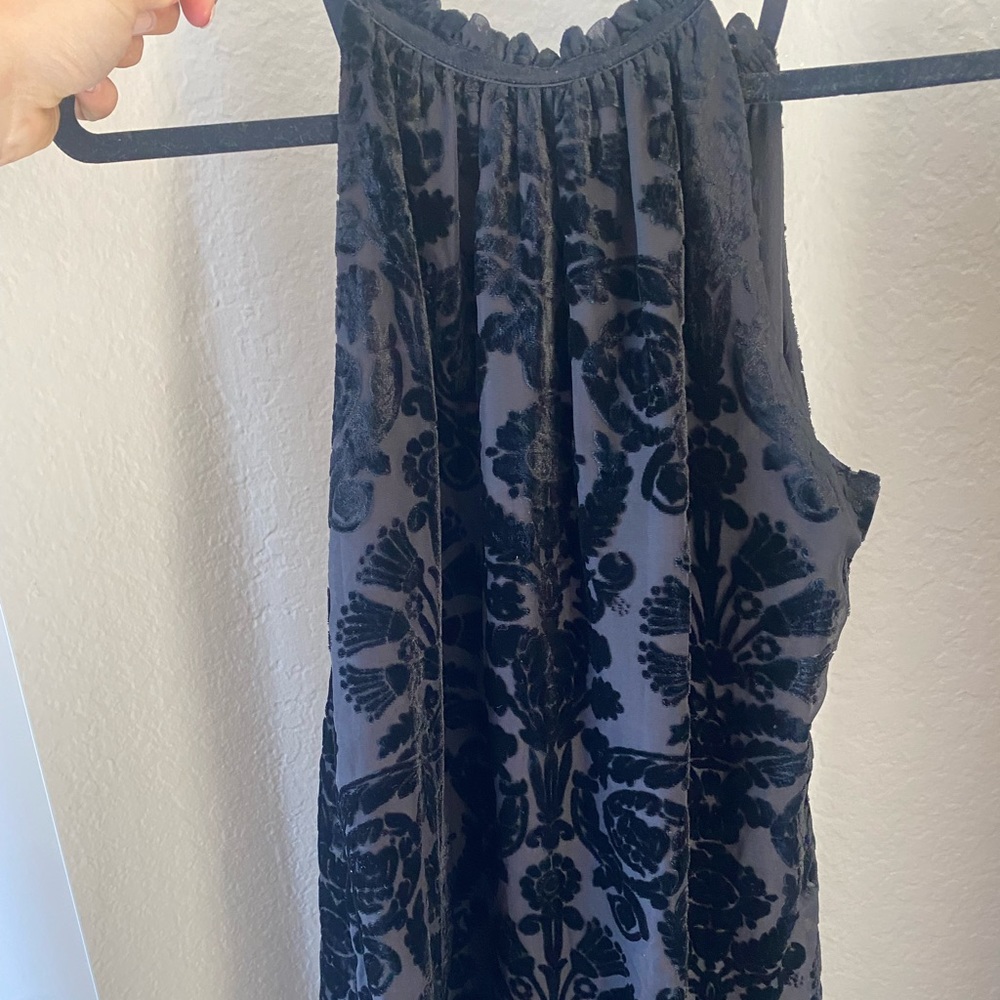 black suede high neck dress - mid length